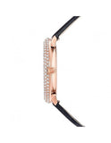  Shop Authentic Swarovski Crystal Frost Black Dial Black Leather Strap Watch for Women - 5484058 - Luxxuri