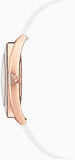  Shop Authentic Swarovski Crystalline Aura Silver Dial White Leather Strap Watch for Women - 5519453 - Luxxuri