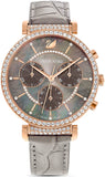  Shop Authentic Swarovski Passage Chrono Grey Dial Grey Leather Strap Watch for Women - 5580348 - Luxxuri