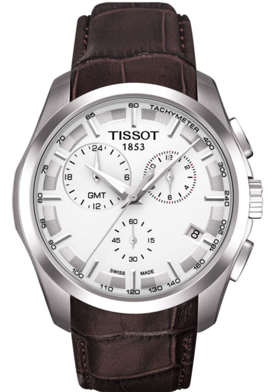  Shop Authentic Tissot Couturier Chronograph White Dial Brown Leather Strap Watch For Men - T035.617.16.031.00 - Luxxuri