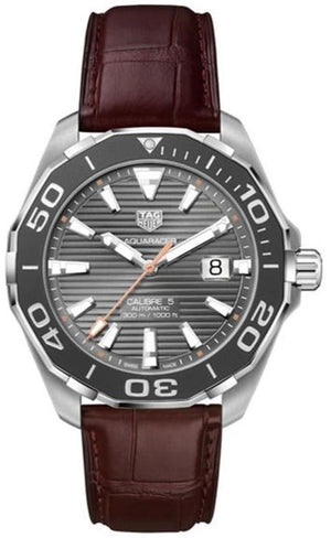  Shop Authentic Tag Heuer Aquaracer Caliber 5 Black Dial Brown Leather Strap Watch for Men - WAY201M.FC6474 - Luxxuri