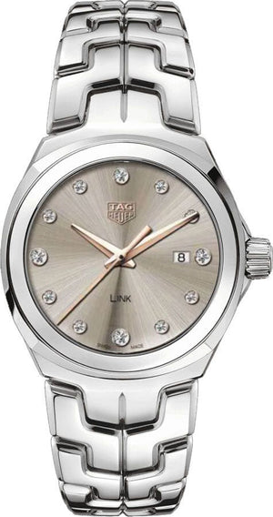  Shop Authentic Tag Heuer Link Quartz Brown Dial Silver Steel Strap Watch for Women - WBC131E.BA0649 - Luxxuri