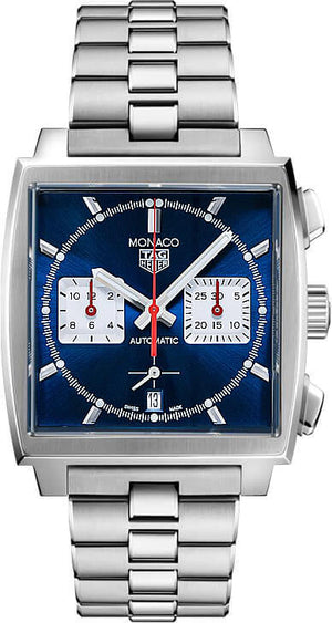  Shop Authentic Tag Heuer Monaco Automatic Chronograph Blue Dial Silver Steel Strap Watch for Men - CBL2111.BA0644 - Luxxuri