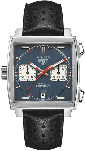 Shop Authentic Tag Heuer Monaco Automatic Chronograph Blue Dial Black Leather Strap Watch for Men - CAW211P.FC6356 - Luxxuri