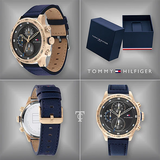 Shop Authentic Tommy Hilfiger Trent Chronograph Grey Dial Black Leather Strap Watch For Men - 1791808 - Luxxuri