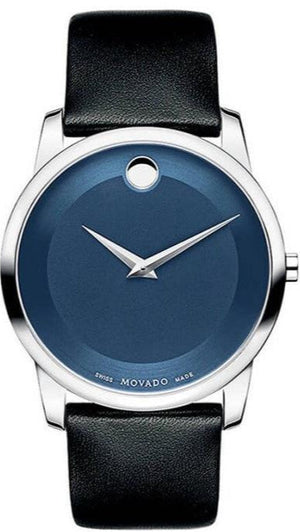  Shop Authentic Movado Museum Classic Blue Dial Black Leather Strap Watch for Men - 606610 - Luxxuri