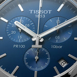  Shop Authentic Tissot PR 100 Chronograph Blue Dial Silver Mesh Bracelet Watch for Men - T101.417.11.041.00 - Luxxuri