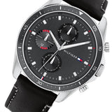  Shop Authentic Tommy Hilfiger Parker Chronograph Quartz Grey Dial Black Leather Strap Watch For Men - 1791838 - Luxxuri
