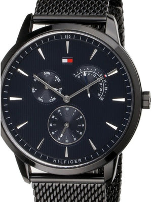  Shop Authentic Tommy Hilfiger Brad Quartz Blue Dial Black Mesh Bracelet Watch For Men - 1710392 - Luxxuri