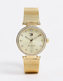  Shop Authentic Tommy Hilfiger Lynn Quartz Gold Dial Gold Mesh Bracelet Watch For Women - 1781864 - Luxxuri