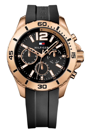  Shop Authentic Tommy Hilfiger Sport Multifunction Black Dial Black Rubber Strap Watch for Men - 1791145 - Luxxuri