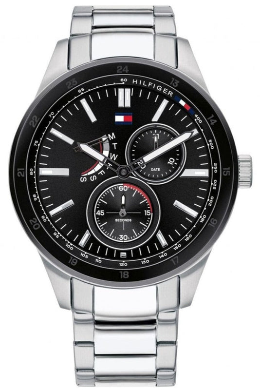  Shop Authentic Tommy Hilfiger Austin Black Dial Silver Steel Strap Watch for Men - 1791639 - Luxxuri