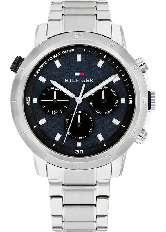  Shop Authentic Tommy Hilfiger Troy Chronograph Blue Dial Silver Steel Strap Watch For Men - 1792104 - Luxxuri
