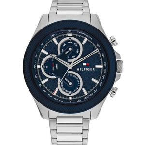 Shop Authentic Tommy Hilfiger Clark Chronograph Blue Dial Silver Steel Strap Watch For Men - 1792080 - Luxxuri