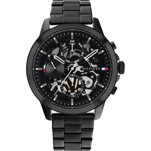  Shop Authentic Tommy Hilfiger Henry Chronograph Black Dial Black Steel Strap Watch For Men - 1710478 - Luxxuri