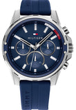 Shop Authentic Tommy Hilfiger Mason Blue Dial Blue Rubber Strap Watch for Men - 1791791 - Luxxuri