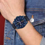  Shop Authentic Tommy Hilfiger Parker Chronograph Quartz Blue Dial Blue Leather Strap Watch For Men - 1791839 - Luxxuri
