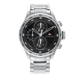  Shop Authentic Tommy Hilfiger Trent Quartz Black Dial Silver Steel Strap Watch For Men - 1791805 - Luxxuri