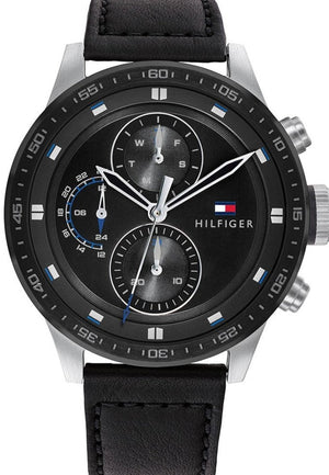  Shop Authentic Tommy Hilfiger Trent Chronograph Quartz Black Dial Black Leather Strap Watch For Men - 1791810 - Luxxuri