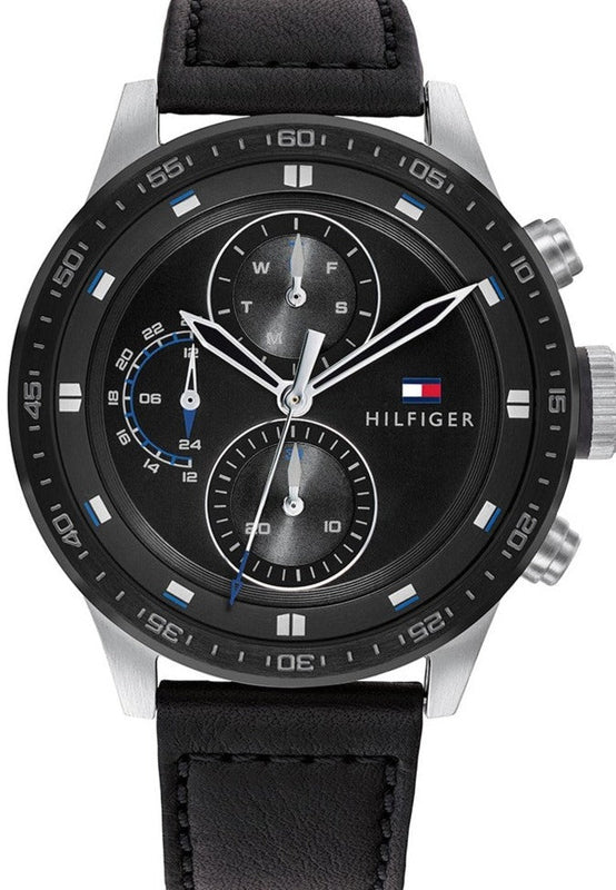 Shop Authentic Tommy Hilfiger Trent Chronograph Quartz Black Dial Black Leather Strap Watch For Men - 1791810 - Luxxuri