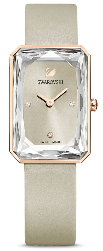 Shop Authentic Swarovski Uptown Crystal Grey Dial Grey Leather Strap Watch for Women - 5547716 - Luxxuri
