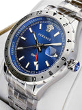  Shop Authentic Versace Hellenyium GMT Blue Dial Silver Steel Strap Watch for Men - V11010015 - Luxxuri