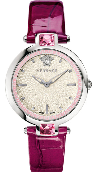 Shop Authentic Versace Olympo Crystal Gleam White Dial Purple Leather Strap Watch for Women - VAN010016 - Luxxuri
