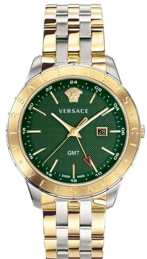  Shop Authentic Versace Univers Quartz Green Dial Two Tone Steel Strap Watch for Men - VEBK00718 - Luxxuri