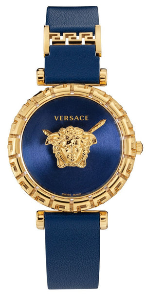  Shop Authentic Versace Palazzo Empire Greca Quartz Blue Dial Blue Leather Strap Watch for Women - VEDV00219 - Luxxuri