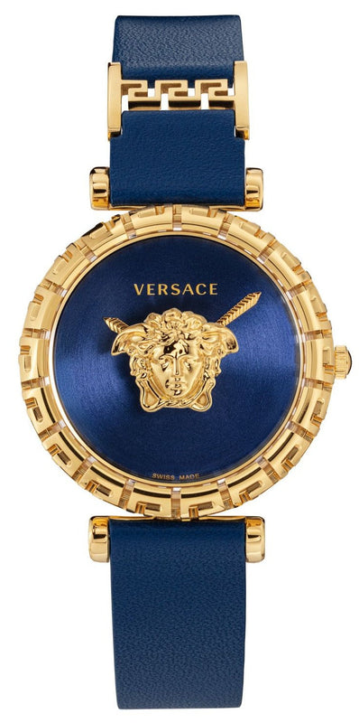  Shop Authentic Versace Palazzo Empire Greca Quartz Blue Dial Blue Leather Strap Watch for Women - VEDV00219 - Luxxuri