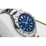  Shop Authentic Versace Hellenyium GMT Blue Dial Silver Steel Strap Watch for Men - V11010015 - Luxxuri