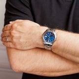  Shop Authentic Versace Hellenyium GMT Blue Dial Silver Steel Strap Watch for Men - V11010015 - Luxxuri