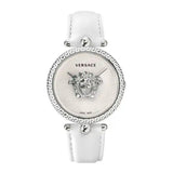  Shop Authentic Versace Palazzo Empire White Dial White Leather Strap Watch for Women - VCO010017 - Luxxuri