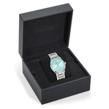  Shop Authentic Versace V-Auria Quartz Turquoise Dial Silver Steel Strap Watch for Women - VE0F00225 - Luxxuri
