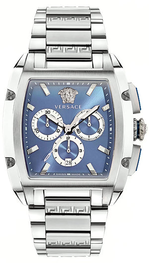  Shop Authentic Versace Dominus Chronograph Blue Dial Silver Steel Strap Watch For Men - VE6H00423 - Luxxuri