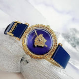  Shop Authentic Versace Palazzo Empire Greca Quartz Blue Dial Blue Leather Strap Watch for Women - VEDV00219 - Luxxuri
