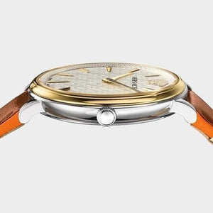  Shop Authentic Versace V Circle Quartz Silver Dial Brown Leather Strap Watch For Women - VBP04017 - Luxxuri