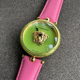 Shop Authentic Versace Palazzo Empire Green Dial Pink Leather Strap Watch for Women - VCO150017 - Luxxuri