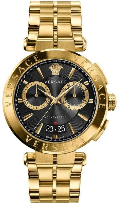  Shop Authentic Versace Aion Chronograph Black Dial Gold Steel Strap Watch For Men - VE1D01721 - Luxxuri