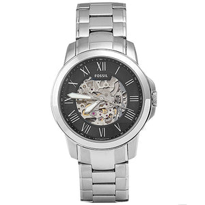  Shop Authentic Fossil Grant Automatic Skeleton Black Dial Silver Steel Strap Watch for Men - ME3103 - Luxxuri