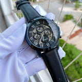  Shop Authentic Fossil Grant Automatic Black Dial Black Leather Strap Watch for Men - ME3028 - Luxxuri