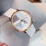  Shop Authentic Calvin Klein Accent Silver Dial White Leather Strap Watch for Women - K2Y236K6 - Luxxuri