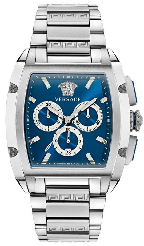  Shop Authentic Versace Dominus Chronograph Blue Dial Silver Steel Strap Watch For Men - VE6H00423 - Luxxuri