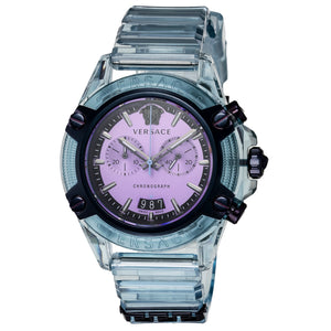  Shop Authentic Versace Icon Active Chronograph Purple Dial Blue Silicone Strap Watch For Men - VEZ701523 - Luxxuri