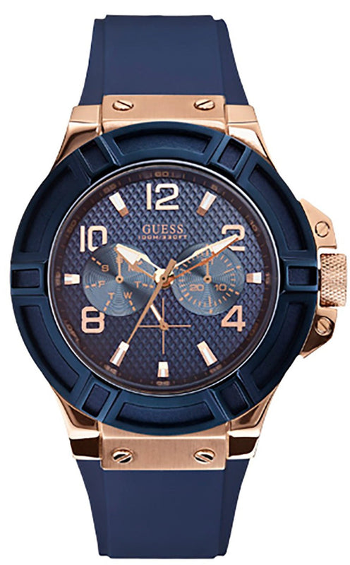  Shop Authentic Guess Rigor Blue Dial Blue Silicone Strap Watch For Men - W0247G3 - Luxxuri