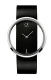  Shop Authentic Calvin Klein Glam Transparent Dial Black Leather Strap Watch for Women - K9423107 - Luxxuri