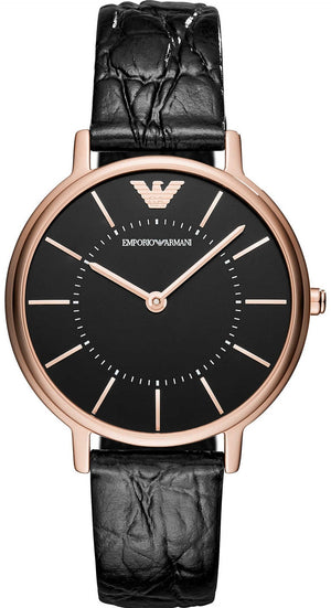  Shop Authentic Emporio Armani Kappa Quartz Black Dial Black Leather Strap Watch For Women - AR11064 - Luxxuri