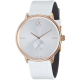  Shop Authentic Calvin Klein Accent Silver Dial White Leather Strap Watch for Women - K2Y216K6 - Luxxuri
