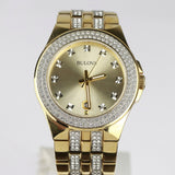  Shop Authentic Bulova Crystal Collection Champagne Dial Two Tone Steel Strap Watch for Women - 98B174 - Luxxuri