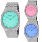  Shop Authentic Gucci 25H Quartz Blue Dial Silver Steel Strap Unisex Watch - YA163408 - Luxxuri